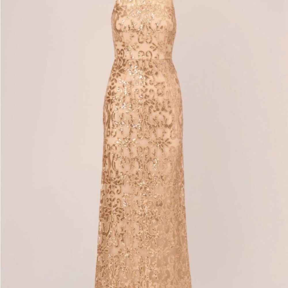 Adrianna Papell Women's Sequin Embroidery Gown, Champagne
